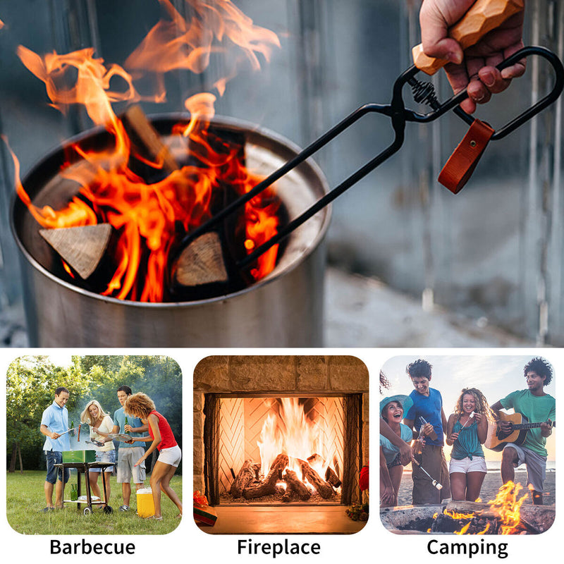 Firewood Tongs Log Grabber for Fire Pit Campfire Firepit Bonfire Fireplace Tool