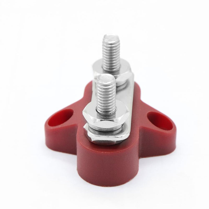 Bus Bar Terminal Block Heavy Duty Dual M6 Power Distribution Stud (Red)