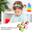 Cartoon Wooden Castanet Clapper Handle Kids Musical Instrument Toys (Round)