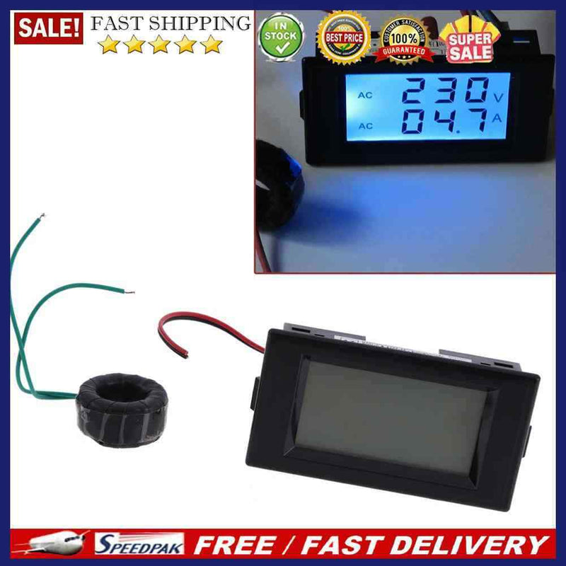 Digital AC 300V 100A LCD Dual Panel Volt Amp Combo Meter +CT 110V 220V 240V