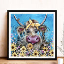 5D DIY Full Round Drill Diamond Painting Cattle Flowers Kit Art Craft Decor