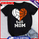 AL Ball Mom Heart Volleyball Basketball Mom T-Shirt-011568 XXXL-Black