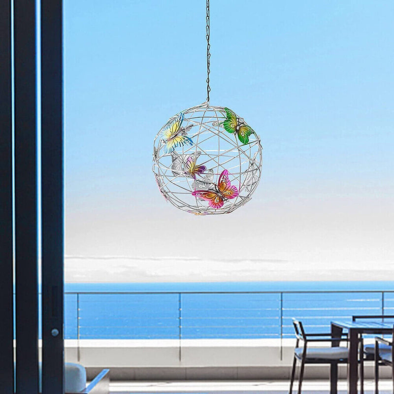 Solar Butterflies Round Ball Light Outdoor Waterproof Garden Decor Lighting Lamp