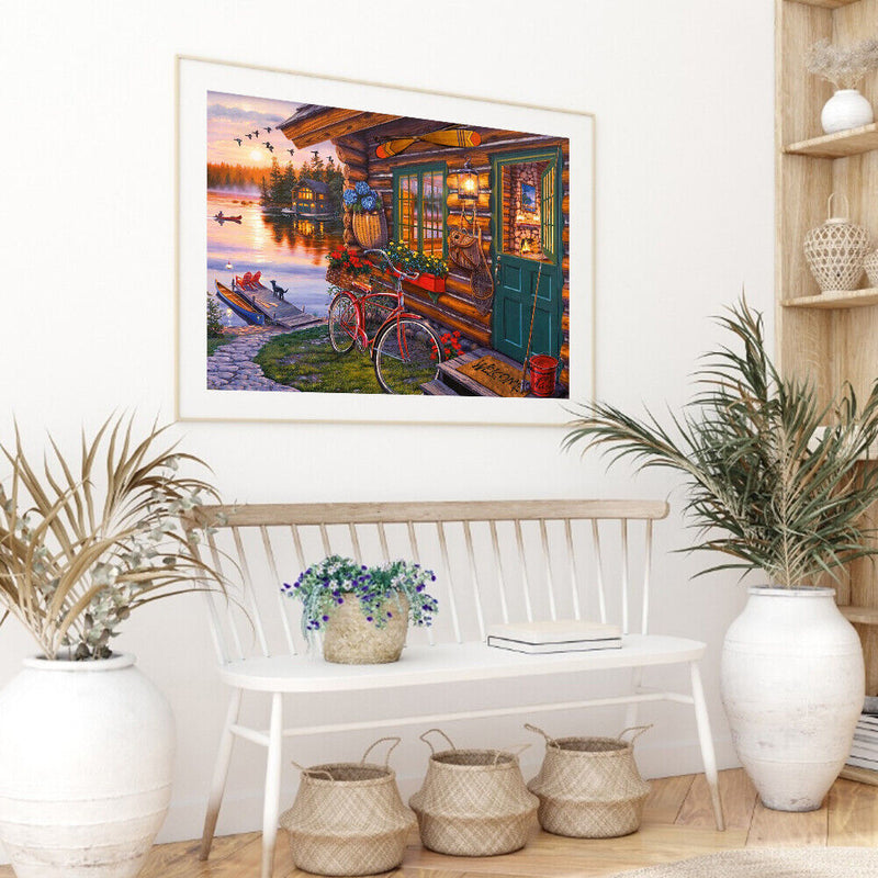 Oil Painting By Numbers Acrylic Handmade Lakeside Scenery Digital Picture Decor