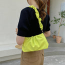Fashion Women Casual PU Leather Solid Color Small Pleated Underarm Shoulder Bags