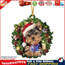 Christmas Wood Dog Wreath Pendant Home Wall Xmas Tree Festival Decor (A) Newly