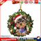 Christmas Wood Dog Wreath Pendant Home Wall Xmas Tree Festival Decor (A) Newly