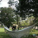 Camping Pure Double Hammock Outdoor Backyard Canvas Tassel Sleeping Swing Bed