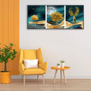 Canvas Paint By Numbers Golden Deer 3 Panel Oil Hand Painted Home Drawing Kit
