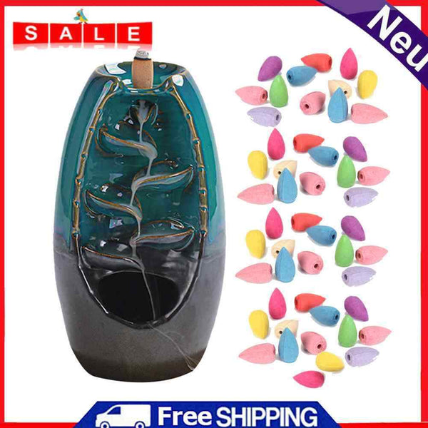 Waterfall Incense Burner Backflow Ceramic Incense Holder Home Office Decor Gifts