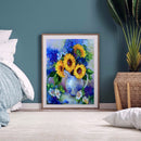 Frameless Sunflowers in Vase Oil Paint By Numbers Kit DIY Handmade Drawing Craft