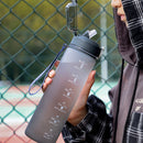 Plastic Water Bottle with Time Marker Sports Leakproof Drink Cup (Grey) Newly