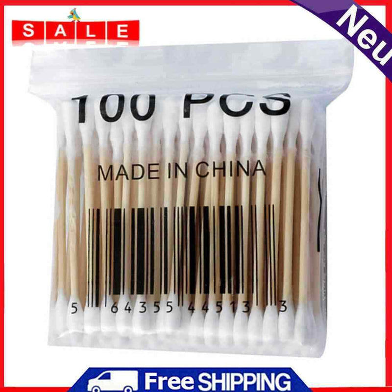 100pcs Double Head Cotton Stick Outdoor Available Cotton Swab First Aid Kit