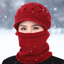 Female Neck Warmer Autumn Winter Beanies Knitted Hat Scarf Thick Warm Fleece