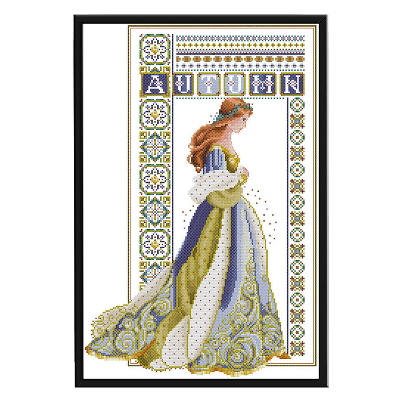 2 Strands Angel Girl Partial Embroidery Stamped Cross Stitch Handmade Home