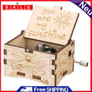 Retro Carved Wooden Manual Music Box Hand Cranked Birthday Gifts Home Ornaments