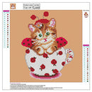 5D DIY Diamond Painting Lovely Cup Cat Cross Stitch Embroidery Mosaic Kits