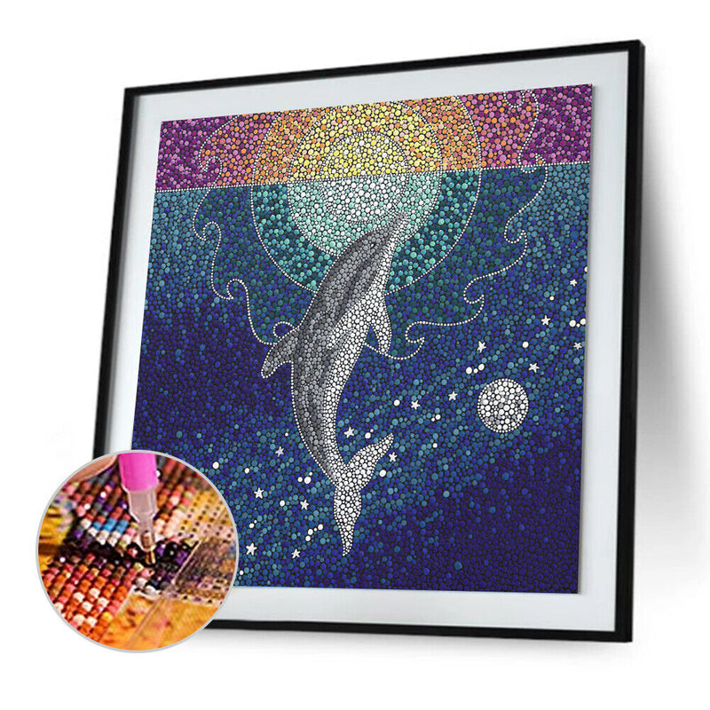 5D DIY Full Special Shaped Drill Diamond Painting Dolphin Animal for Decor Newly