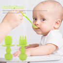 Baby Silicone Training Feeding Spoon Toddlers BPA-free Tableware (Green) Newly