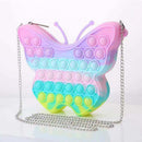Push Bubble Butterfly Shoulder Bag Pendant Antistress Toys Kids (Macaron)