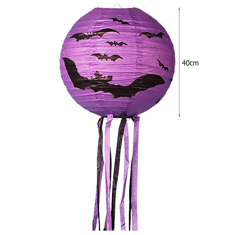 Holiday Decor Bat Paper Lantern Reusable for Ghost Festival Supplies (40cm)