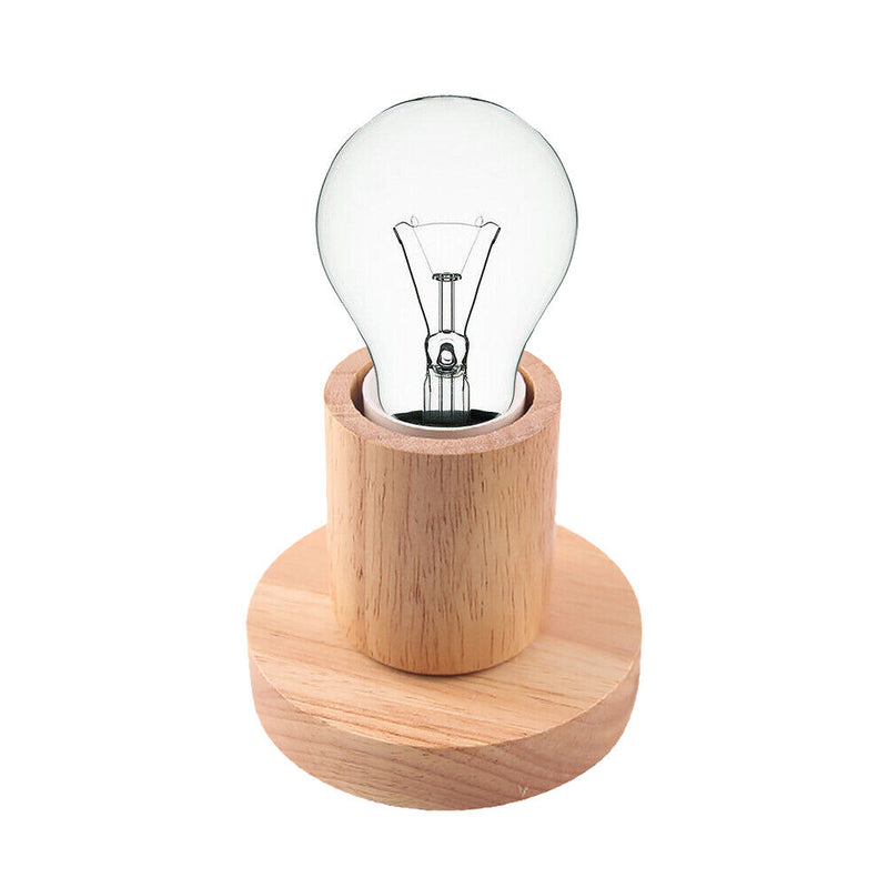 Solid Wood Table Lamp Base E27 220V Wooden Light Holder w/Switch Line (C) Newly
