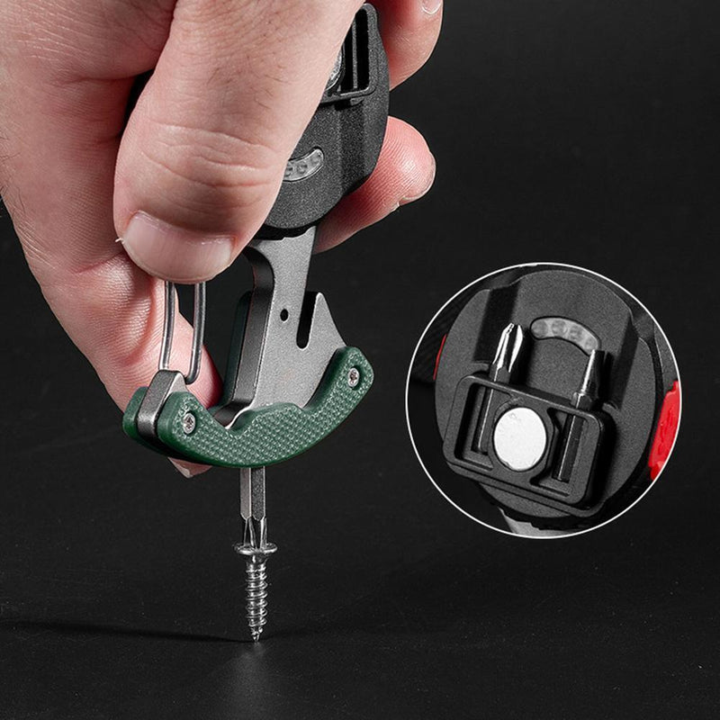 Multifunction COB Flashlight Camping Mini Screwdriver Keychain Lamp (Army Green)