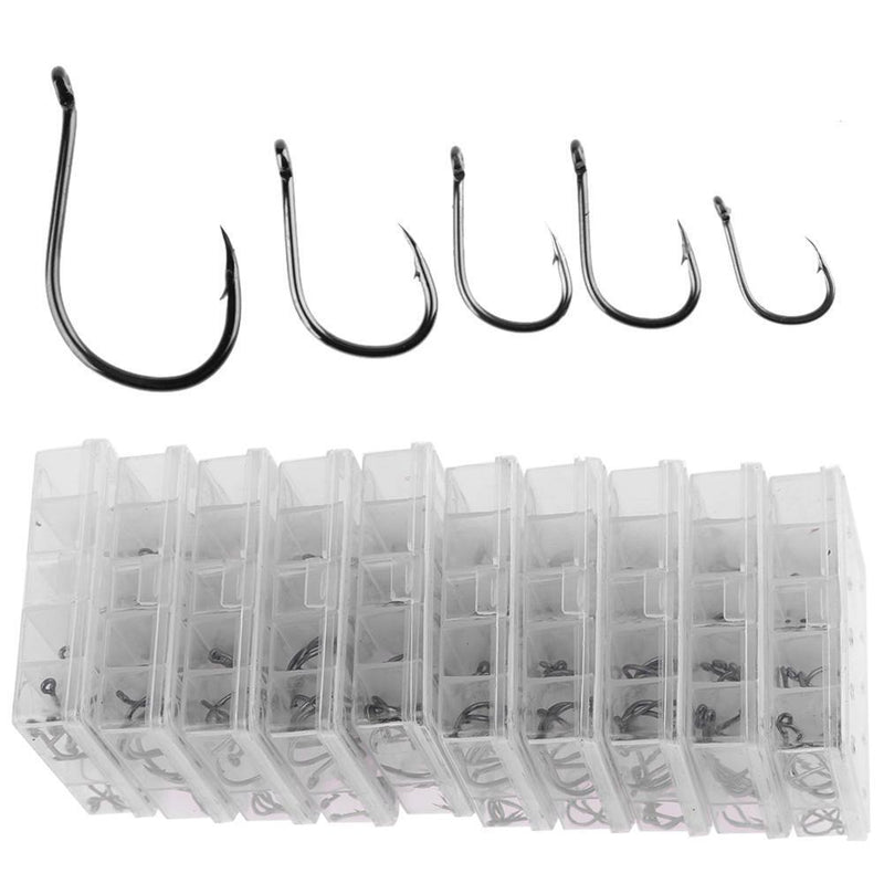 500pcs/Set No. 3-12 10 Types Black Nickel Hook Fishing Accessories