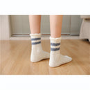 Winter Warm Plush Soft Stripe Sox Sleep Bed Sock Coral velvet socks Candy Color