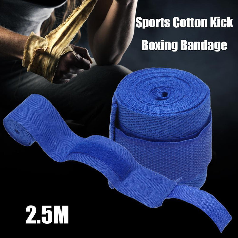 4pcs 2.5m Sports Cotton Kick Boxing Bandage Sanda Wrist Hand Gloves (Blue)