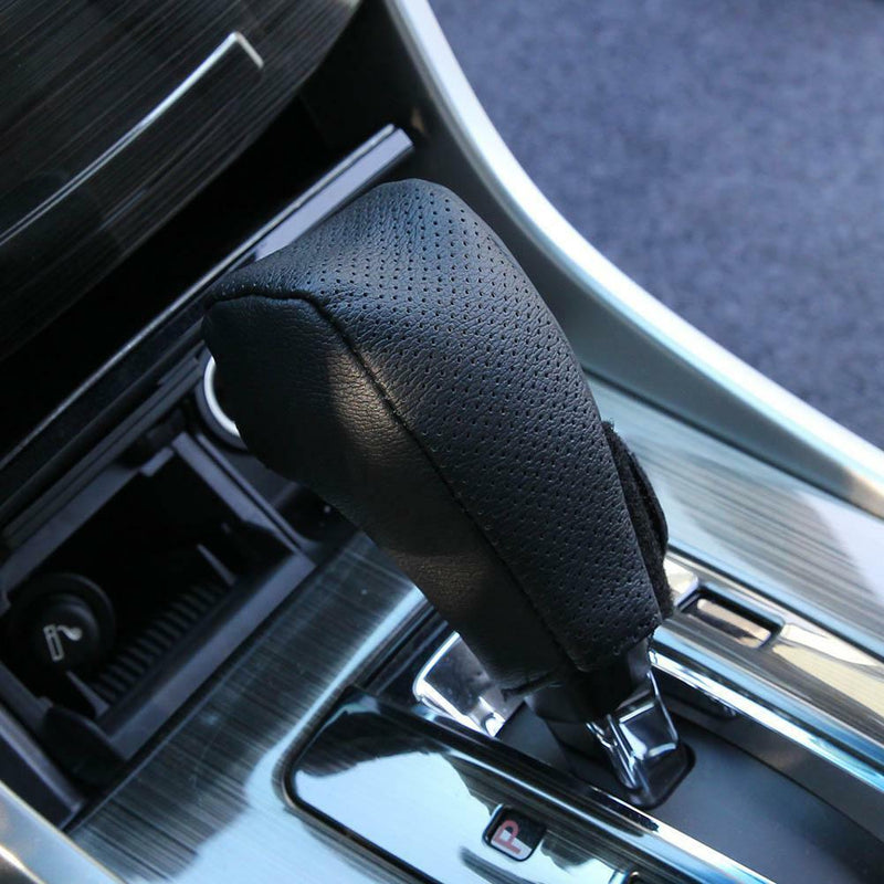 Black Synthetic Leather Car Auto/Manual Gear Shift Knob Protective Cover