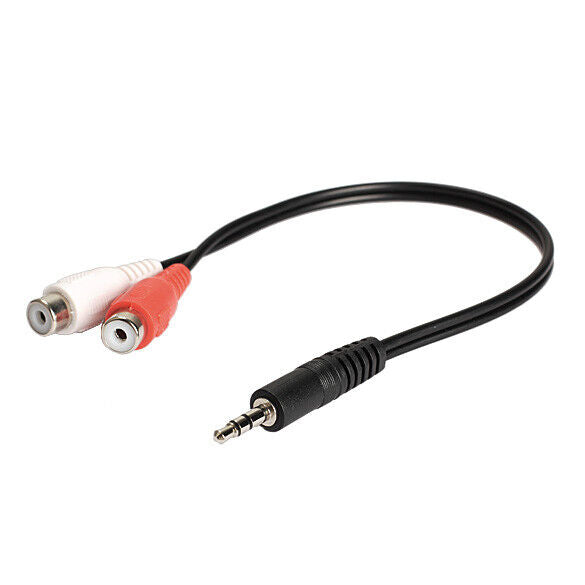3.5mm Male to 2 RCA Female Jack Stereo Audio Cable Converter Adapter DC3 Newly