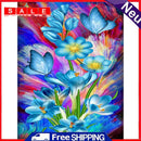 Diamond Painting 5D Blue Flower DIY Full Round Drill Kit Rhinestone Home Decor