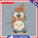 Full Embroidery Penguin 3-Beach 11CT Printed Cross Stitch Cotton Kit for Home