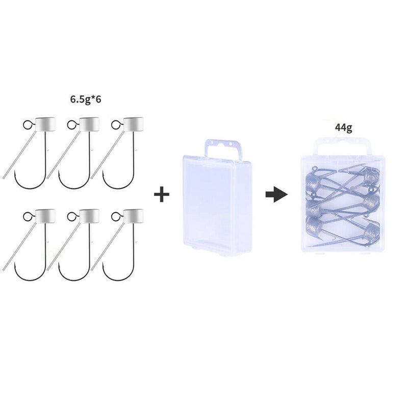 6pcs/lot Mushroom Jig Head Fishing Barbed Hooks Stainless Steel Hook (6.5g)