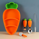 Stainless Steel Silicone Carrot Cutlery Feeding Plate Training Spoon Set Newly