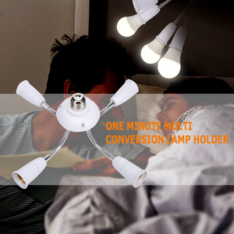 Adjustable E27 Lamp Holder for LED Light Adapter Multi-conversion (4-head) Newly