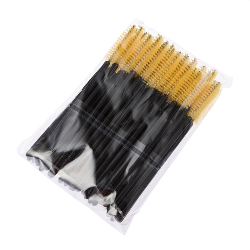100Pcs Disposable Eyelash Brush Mascara Wands Applicator Spoolers (Yellow) Newly