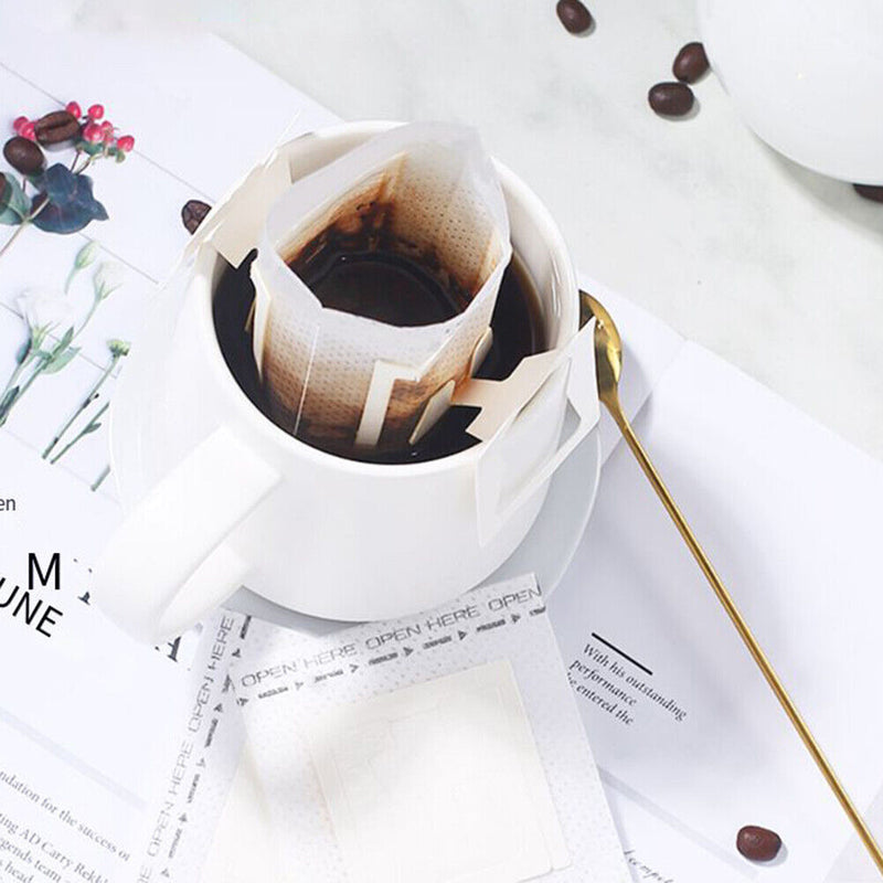 50pcs Hanging Ear Coffee Filter Paper Bag Thickened Coffee Powder Strainer Newly