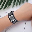 Male Leather Wristband Compass Cuff Bracelet Men Wide Bangle Jewelry Gift