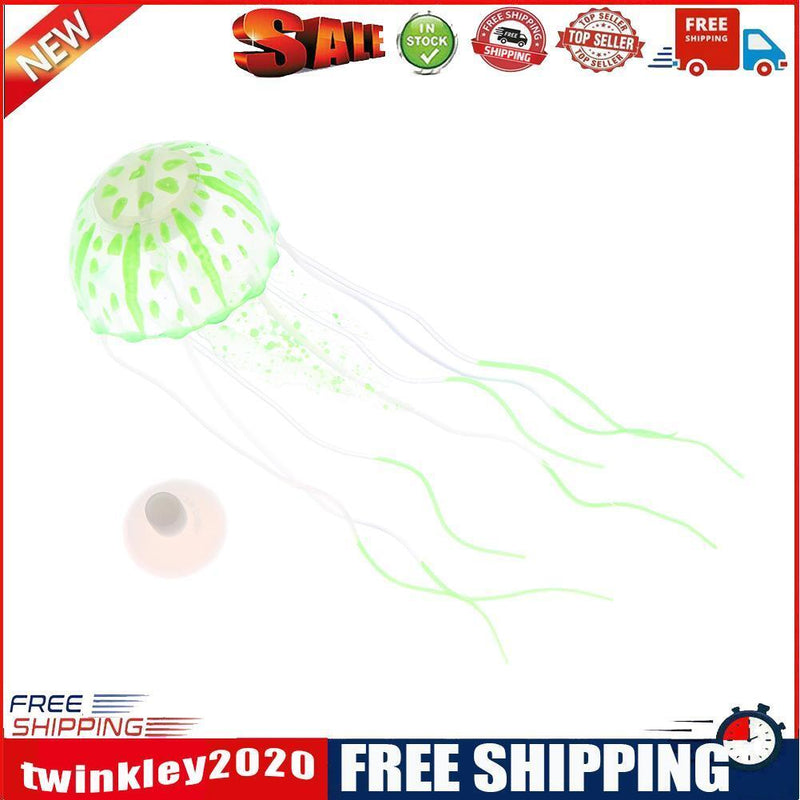 Simulation Artificial Jellyfish Glowing Aquarium Fish Tank Decor(Green)