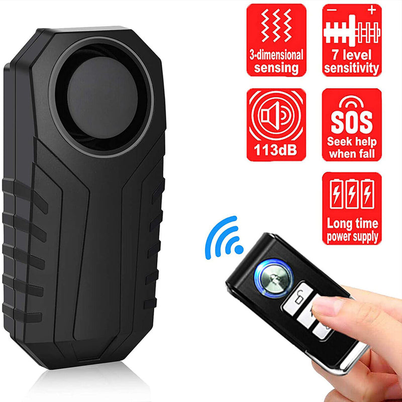 Bike Alarm with Remote 113dB Loud Wireless Anti-Theft Vibration Motorcycle Alarm
