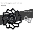 Aluminum Ceramic Bearing MTB Road Bike Rear Derailleur Pulley (11T Black) Newly