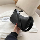 Ladies Soft PU Leather Fashion Underarm Bag Women Retro Solid Color Shoulder Bag