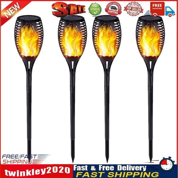 Outdoor Garden Solar Flame Light Waterproof LED Torch Lamp for Yard (4pcs) Newly