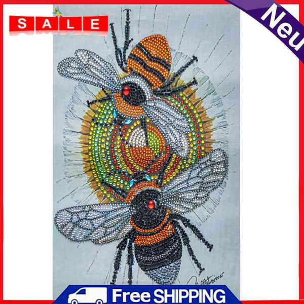 Bee 5D DIY Part Drill Crystal Diamond Painting Rhinestone Animal Drawing 30x40cm