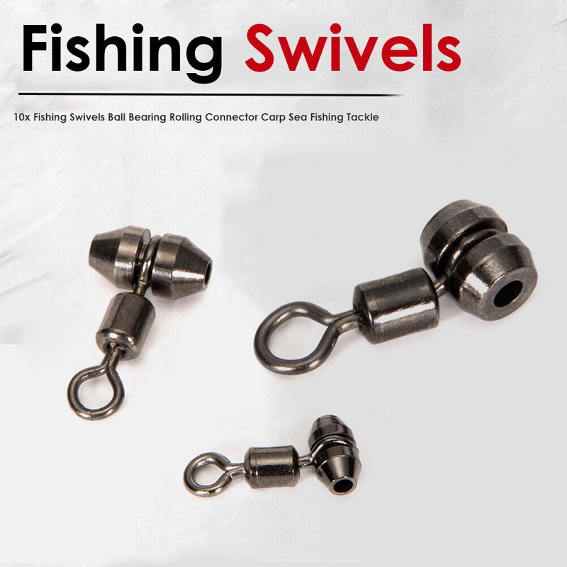 10x Fishing Swivels Ball Bearing Rolling Connector for Carp Sea Fishing Tackl
