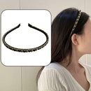 Women's Chain Hair Band Pu Leather Hair Bundle Simple Chain Headband Thin U8K2
