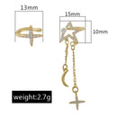 Trendy Cross Bright Stars Fashion Jewelry Clip Earrings Tassels No Piercing