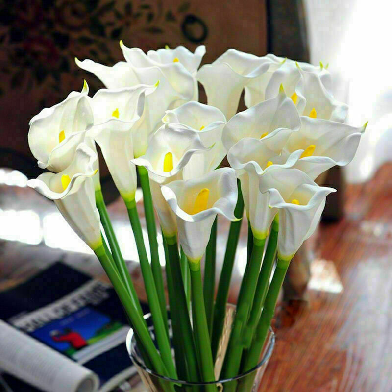 Weiß künstliche Calla-Lilie blüht Blumenstrauß Garden Hochze D6F9 G7K5 W9U5 X7M4